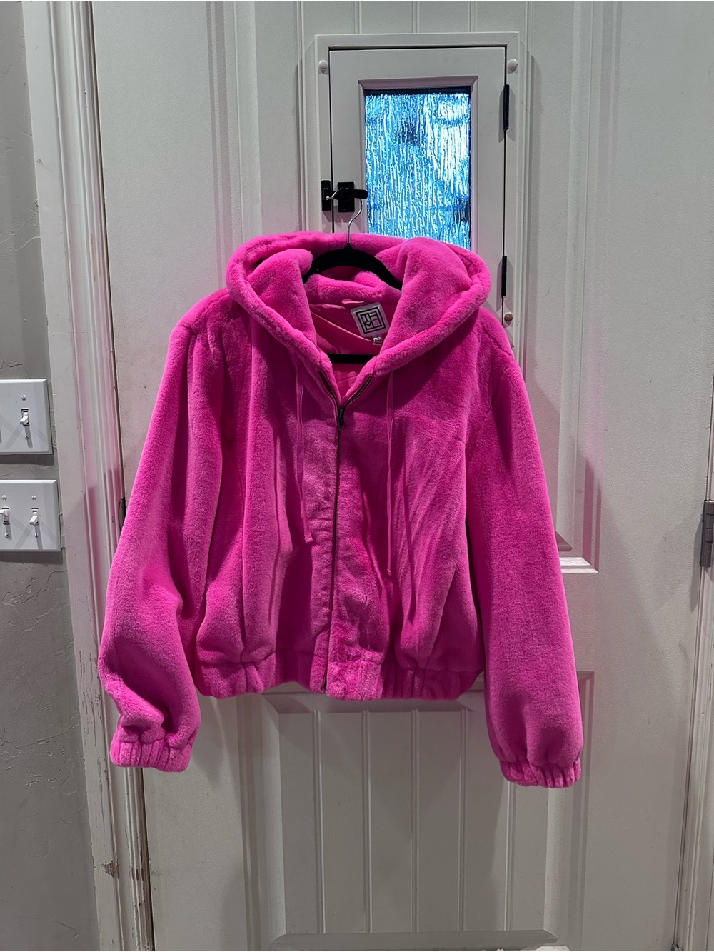Bright Pink Hooded Fleece Jacket - womens